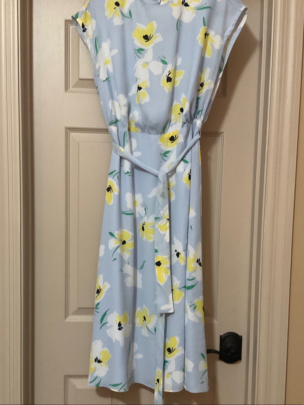 Ann Taylor Light Blue Floral Tie-Waist Midi Dress | Size 4